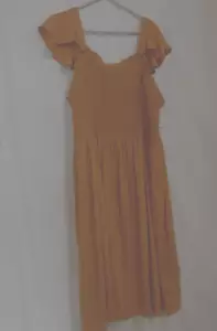 Sonoma Plus Size 3X Smocked Bodice Midi Sundress Brassy Gold - Picture 1 of 3