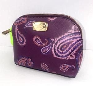 Michael Kors Cosmetic Bag Jet Set Travel Purple Paisley Pouch Zip M3 - Picture 1 of 16