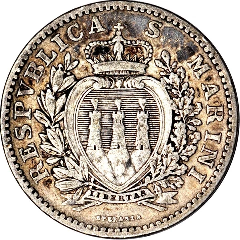San Marino 1 Lira, 1898R XF K15841 Cover