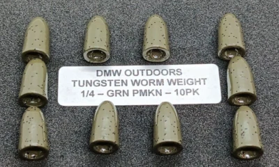 Tungsten GREEN PUMPKIN Worm Weights 1/4 ounce (7.2g) 10pk, Bullet Weights - Image 1 of 4