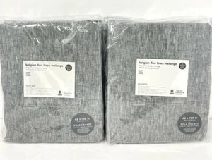 West Elm Linen Curtains BLACKOUT~2 European Flax Melange ~48x108 ~ Slate Gray - Picture 1 of 2