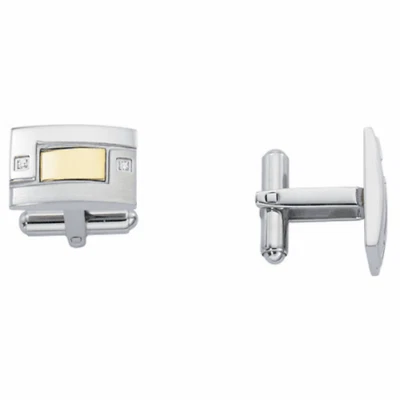 Gemelos Dolan Bullock de diamantes de acero inoxidable de oro de 18 quilates para hombre Foto 1 de 2