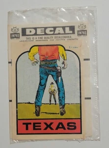 NOS VTG Texas Cowboy Gunfighter Duel Decal Water Transfer Sticker Souvenir TX - Picture 1 of 3