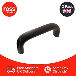 2 x Small Aluminium Die Cast Handle Smooth Matt Curved Fixing Bore 6.4mm UK - Picture 1 of 3