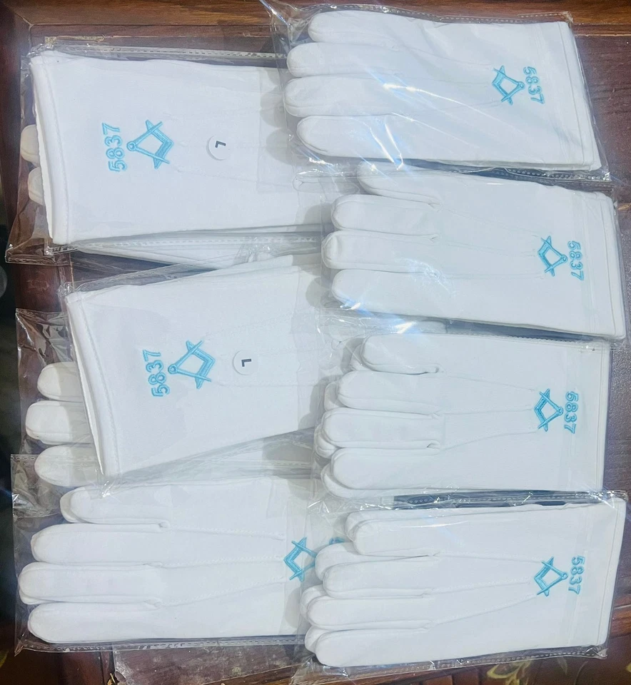 Masonic Cotton Gloves with Personalised with Lodge Number Pack of 15 - image 1 of 1