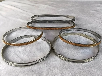 Vintage Cork Lined Metal Embroidery Hoop Lot Spring Tension Lot of 3 Circle Oval - Image 1 of 2