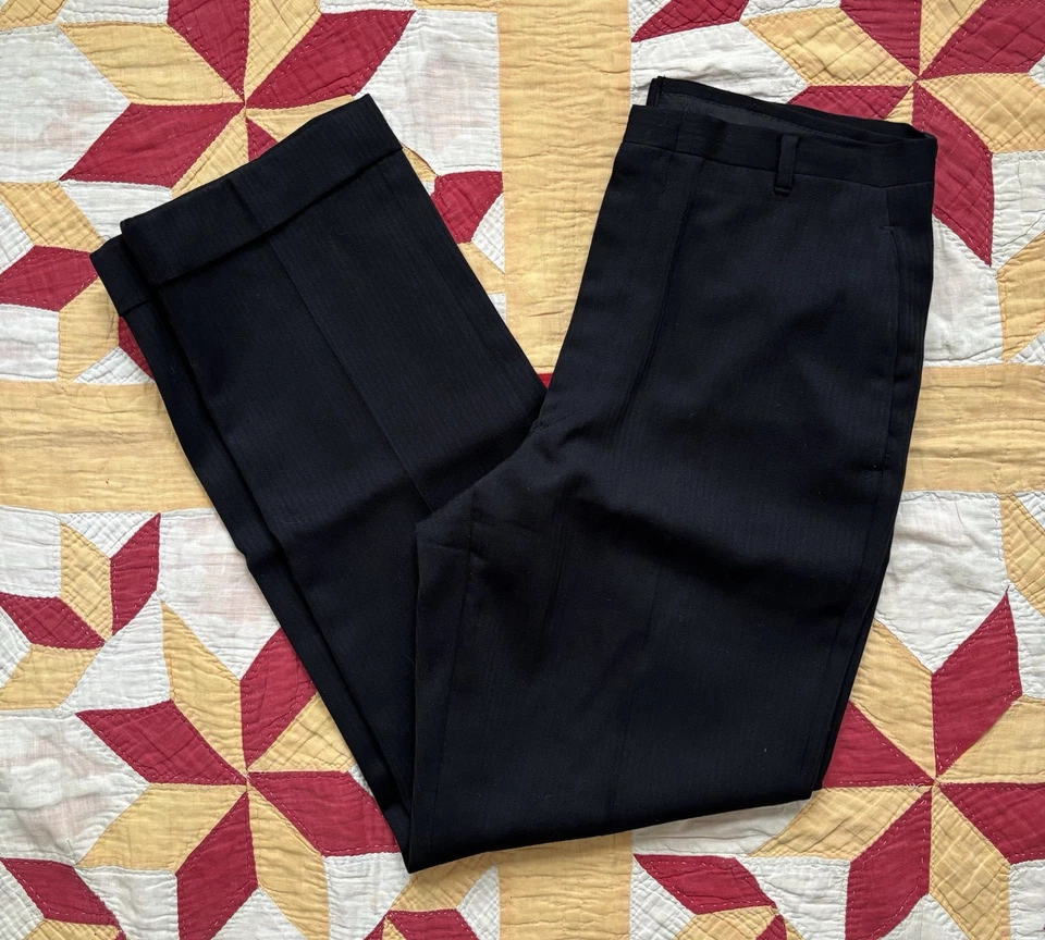 Vestido de lana vintage años 60 pantalones lazo caído negro 32x30" Foto 1 de 4