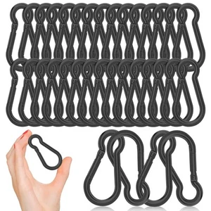 30PCS 3 Carabiner Clips M8 5/16 Heavy Duty Galvanized Steel Spring Snap Hook Car - Picture 1 of 7