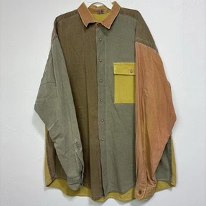 Ruff Hewn Colorblock Men's Button Up Shirt Large Cotton Made in USA Casual HOLE - Picture 1 of 11