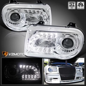 Clear Fits 2005-2010 Chrysler 300C LED Strip Projector Headlights Left+Right - Picture 1 of 12
