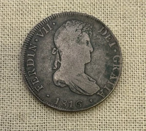Ship Wrecked? 1816 SPANISH COLONY Silver 8 Reales Ferdinand VII Coin KM 111 - Picture 1 of 9