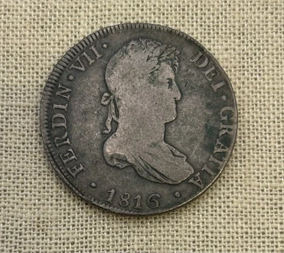 Ship Wrecked? 1816 SPANISH COLONY Silver 8 Reales Ferdinand VII Coin KM 111 - Image 1 of 4
