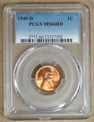 1949-D LINCOLN WHEAT CENT PCGS MS66RD 337192 - Image 1 of 3