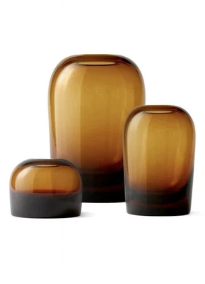 Juego de 3 jarrones de vidrio ámbar Troll MENU - Diseño escandinavo soplado a boca hecho a mano Foto 1 de 4