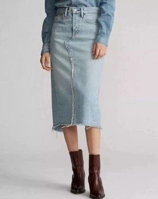 Falda Vaquera Polo Ralph Lauren Phinley Talla 25 Envejecida Boho Y2K Foto 1 de 4