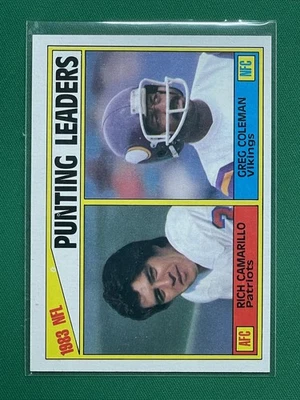 1984 Topps  #207 1983 Punting Leaders - Rich Camarillo / Greg Coleman - Image 1 of 2