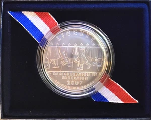 2007-P Little Rock Desegregation Dollar Box & COA Vintage - 90% Silber 0,77 Unzen Münze - Bild 1 von 7
