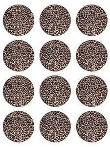 12 x Braun Leopardenmuster 2" Essbar Reispapier Cupcake/Kuchen Brötchen Topper - Bild 1 von 1