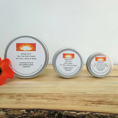 NEW DAWN ORGANIC SKIN AND HAIR CARE LTD TEE TREE RICH CREME - Neue Dawn Bio trockene Haut Feuchtigkeitscreme für Gesicht Körper & Hände