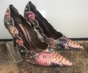 Isabella Fiore Women's Leather Heels Pumps Multicolor Made in Italy Size 11M - Picture 1 of 12