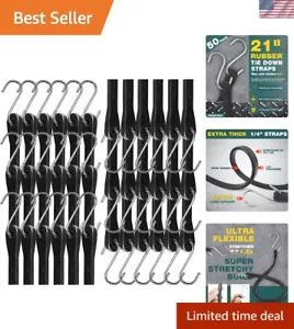 Bungee Cords with Hooks 21" 50 Pack, Heavy Long Duty Rubber Tarp Straps with ... - Picture 1 of 7
