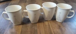Lot 4 Oneida Winter's Wish Silver Christmas Tree square Coffee Cocoa Tea Mug Cup - Picture 1 of 9