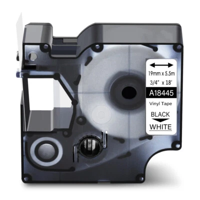 SUPERINK 1PK 18445 Black on White Vinyl Label 3/4in for DYMO Rhino 5000 5200 6000 Tape