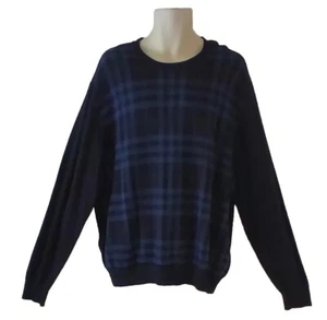 Geoffrey Beene Mens XXL Knit Cardigan Blue Black Plaid Long Sleeve Pullover - Picture 1 of 5