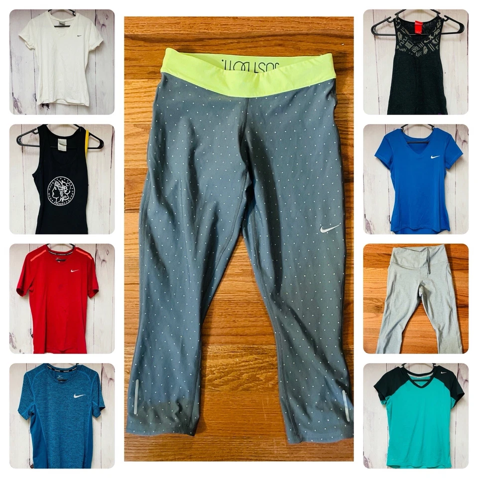 Nike Mujer Atlético Lote Camisas Pantalones Talla S M L Entrenamiento Gimnasio Yoga Lote de 9 Piezas Foto 1 de 4