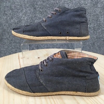 Toms Shoes Womens 8 Casual Lace Up Hi Top Sneakers 410312 Blue Denim Almond Toe - Image 1 of 4