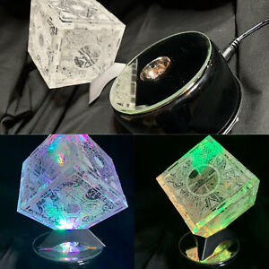 Hellraiser Puzzle Box Laser Engraved Clear Box with Rotating Light Stand