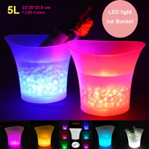 LED Eiskübel Eiskühler Eiswürfelbehälter 7 Farbwechsel Wein Champagnerkühler 5L - Bild 1 von 12