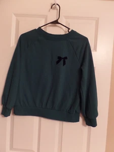 Girl's, Cat and Jack, Sweatshirt, Green with Black Bow, Size: XL (14), Ex. Con. - Picture 1 of 5