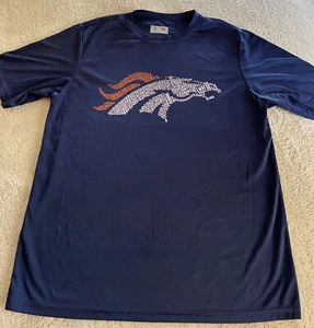 Maglia manica corta A4 Denver Broncos calcio blu navy logo Elway Manning S - Foto 1 di 8