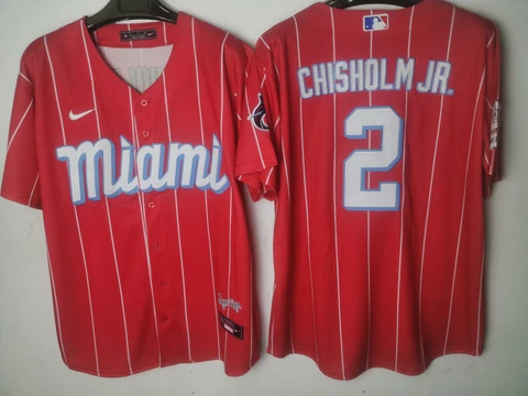 Jazz Chisholm Jr. #2 Miami Marlins City Connect Red Cool Base Jersey Cover