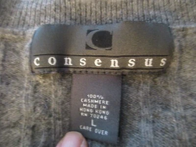 Consensus Gray 100% Cashmere V-Neck Pullover Knit Sweater Men's Size L - Image 1 of 4