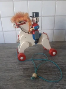 altes Holzpferd,  Ziehpferd mit Reiter (21/44) - Bild 1 von 7