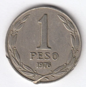 CHILE 1976 1 Peso -BERNARDO O'HIGGINS- KM 208 R 1264 - Picture 1 of 2