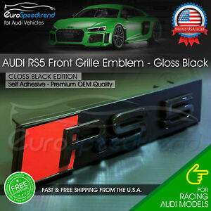Audi RS5 Front Grill Emblem Gloss Black for RS5 A S5 Hood Grille Badge Nameplate