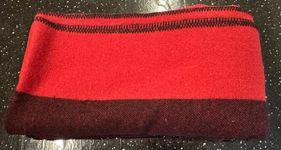 Vintage 80s  LL Bean Blanket Wool Red & Black Stripe 83x60” Camp Classic - Image 1 of 3