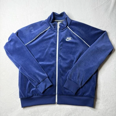 Chaqueta de terciopelo para mujer Nike Sportswear CJ4912-492 azul/blanco talla mediana Foto 1 de 4