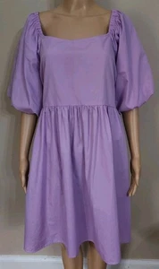 Oddy/Oddi By Anthropologie Women's Dress Size 1XL Lavender Balloon Sleeves Tie - Picture 1 of 6