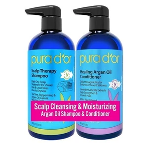 PURA D'OR Scalp Therapy Shampoo & Conditioner Set for Dry, Itchy Scalp 16oz x 2 - Picture 1 of 6
