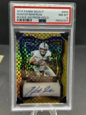 2019 Panini Select Hunter Renfrow Rookie Signature Prizm Gold /10 PSA 8 - Image 1 of 2