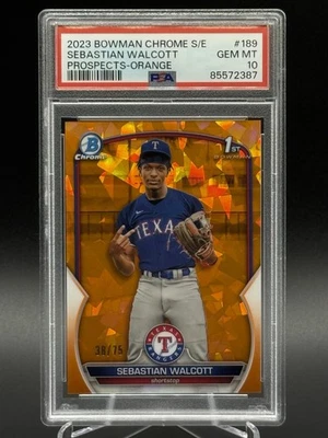 2023 Bowman Chrome Sapphire SEBASTIAN WALCOTT 1st Orange Refractor /75 PSA 10 - Image 1 of 2