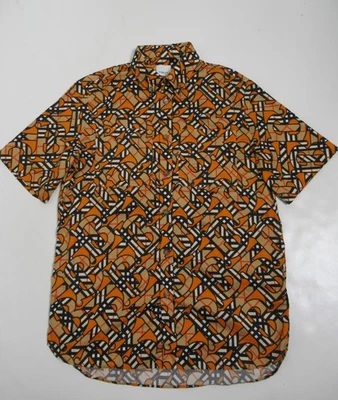 Burberry Men's TB Monogram-Print Short Sleeve Shirt Archive Beige Orange Size S - Image 1 of 4