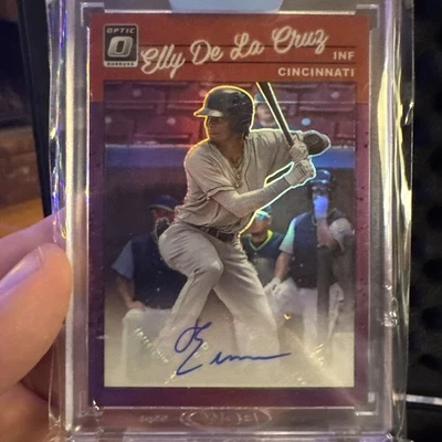 2023 Panini Donruss Optic Retro 1990 Signatures Elly de La Cruz /99 Purple - Image 1 of 3