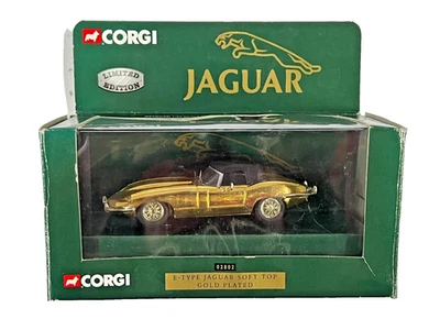Jaguar E-Type Soft Top Gold-Plated 1:43 Scale 02802 Corgi Limited Edition  Boxed - Image 1 of 4