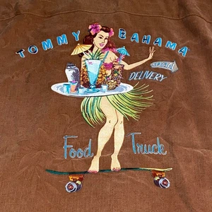 Tommy Bahama Food Truck Hula Girl Delivery Skateboard Hawaiian Camp Shirt XL - Picture 1 of 6