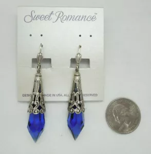 NUEVOS PENDIENTES DE PÉNDULO DE PÉNDULO DE CRISTAL DE PRISMA DULCE ROMANCE AZUL - Imagen 1 de 3